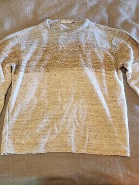 INIS MEAIN Men's Crewneck Linen Sweater. Size Large